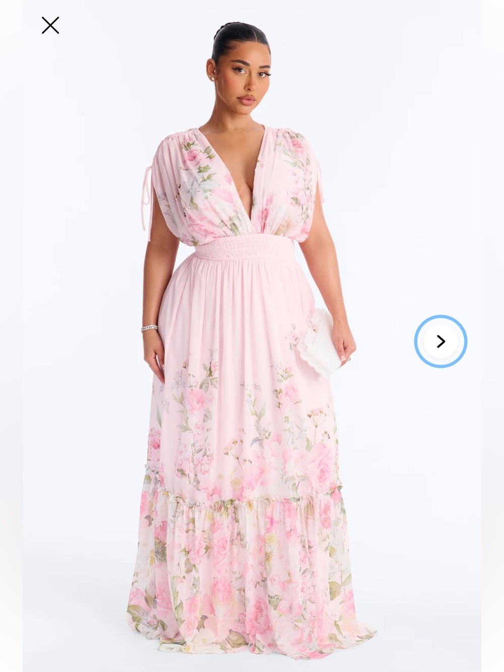 🔥New Chiffon Light Pink Floral Maxi Dress - Elegant Pink Women's Dress🔥 Size 2x